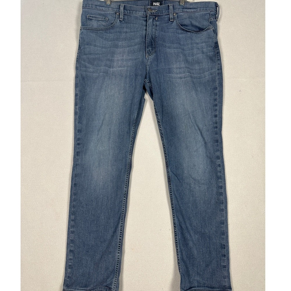Paige Federal Jeans Men 38 Blue Slim Straight Leg Distressed Stretch Made In USA